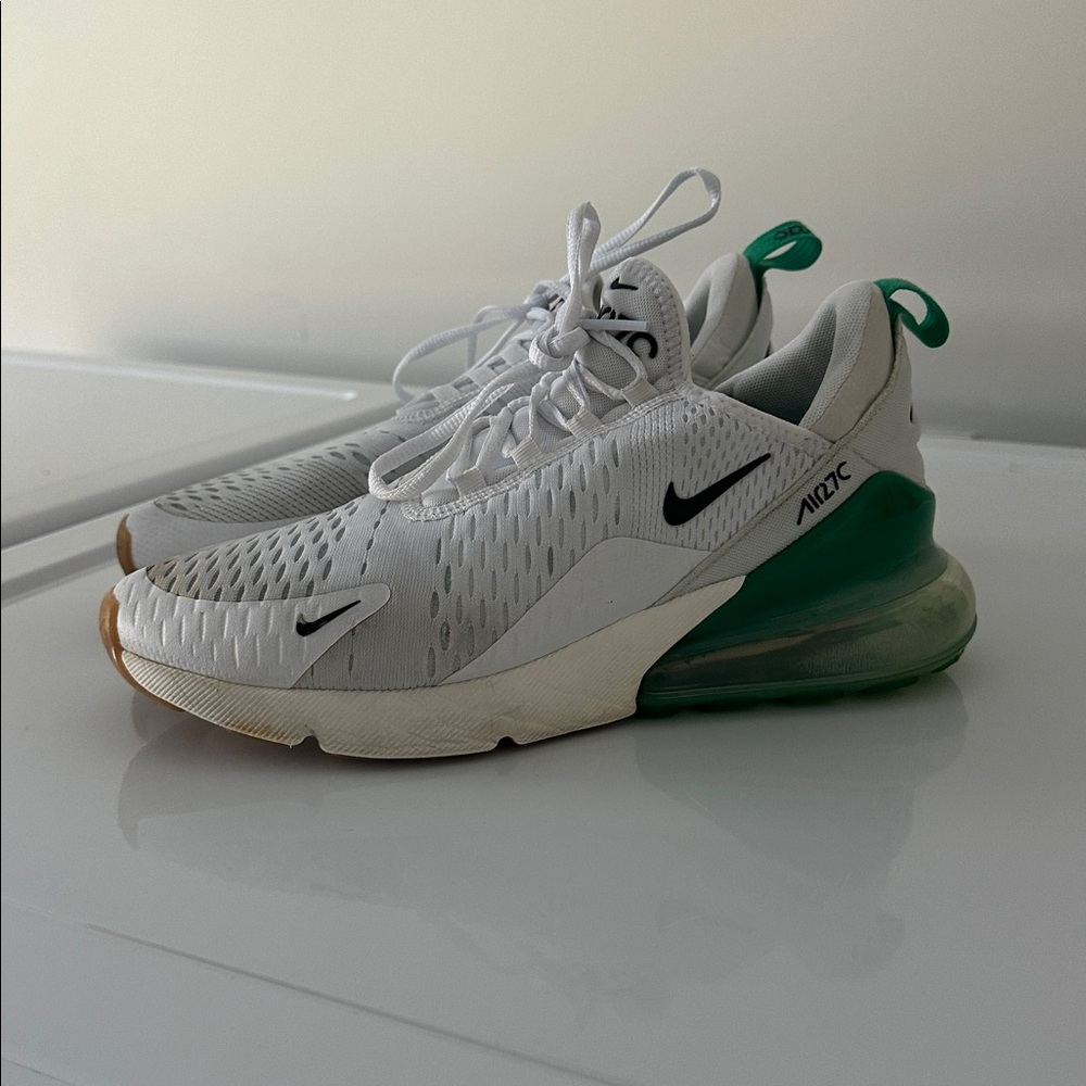 Nike Women's Air Max 270 White Green Sneakers - Picture 2 of 6